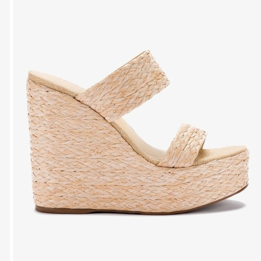 🤎🔹️Larroude🔹️ Pamela Wedge In Natural Raffia